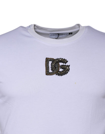 Dolce & Gabbana White DG Logo Cotton Crew Neck T-shirt by Dolce & Gabbana
