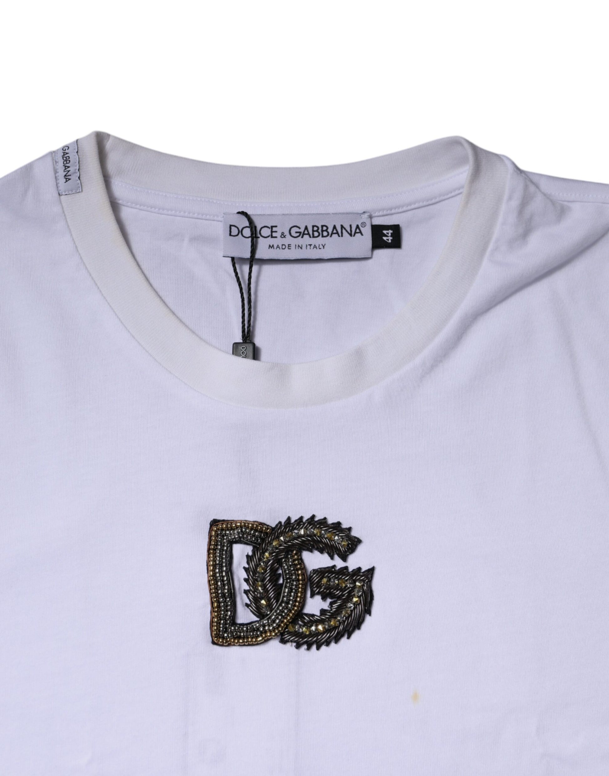Dolce & Gabbana White DG Logo Cotton Crew Neck T-shirt by Dolce & Gabbana