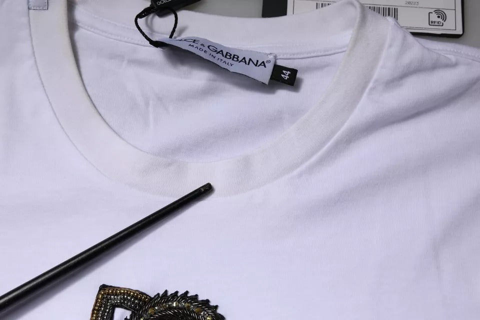 Dolce & Gabbana White DG Logo Cotton Crew Neck T-shirt by Dolce & Gabbana