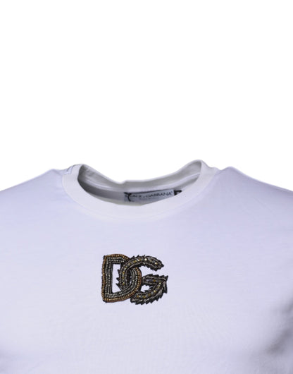 Dolce & Gabbana White DG Logo Cotton Crew Neck T-shirt by Dolce & Gabbana