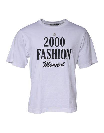 Dolce & Gabbana White Graphic Print Cotton Crew Neck T-shirt by Dolce & Gabbana