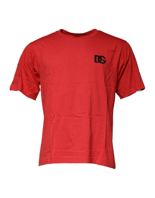 Dolce & Gabbana Red DG Logo Cotton Crew Neck T-shirt by Dolce & Gabbana