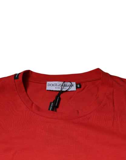 Dolce & Gabbana Red DG Logo Cotton Crew Neck T-shirt by Dolce & Gabbana