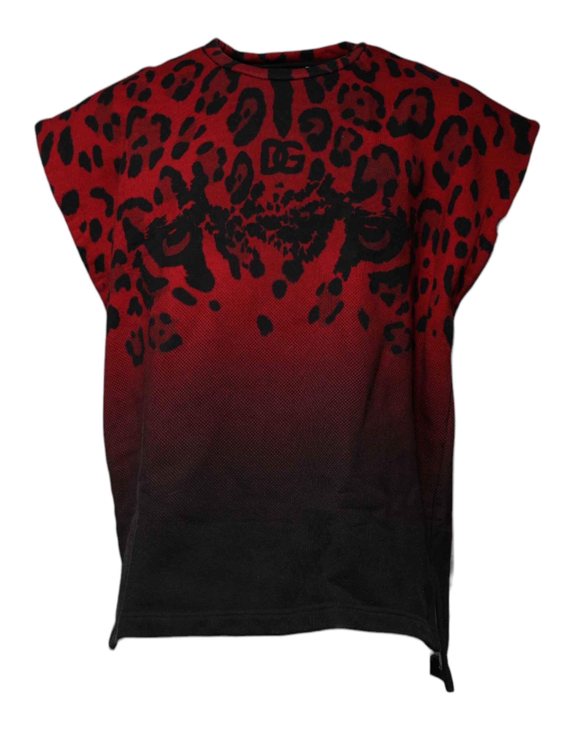 Dolce & Gabbana Red Leopard Print Cotton Sleeveless T-shirt by Dolce & Gabbana