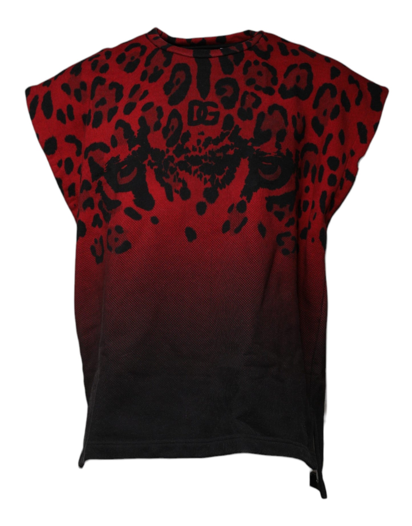Dolce & Gabbana Red Leopard Print Cotton Sleeveless T-shirt by Dolce & Gabbana