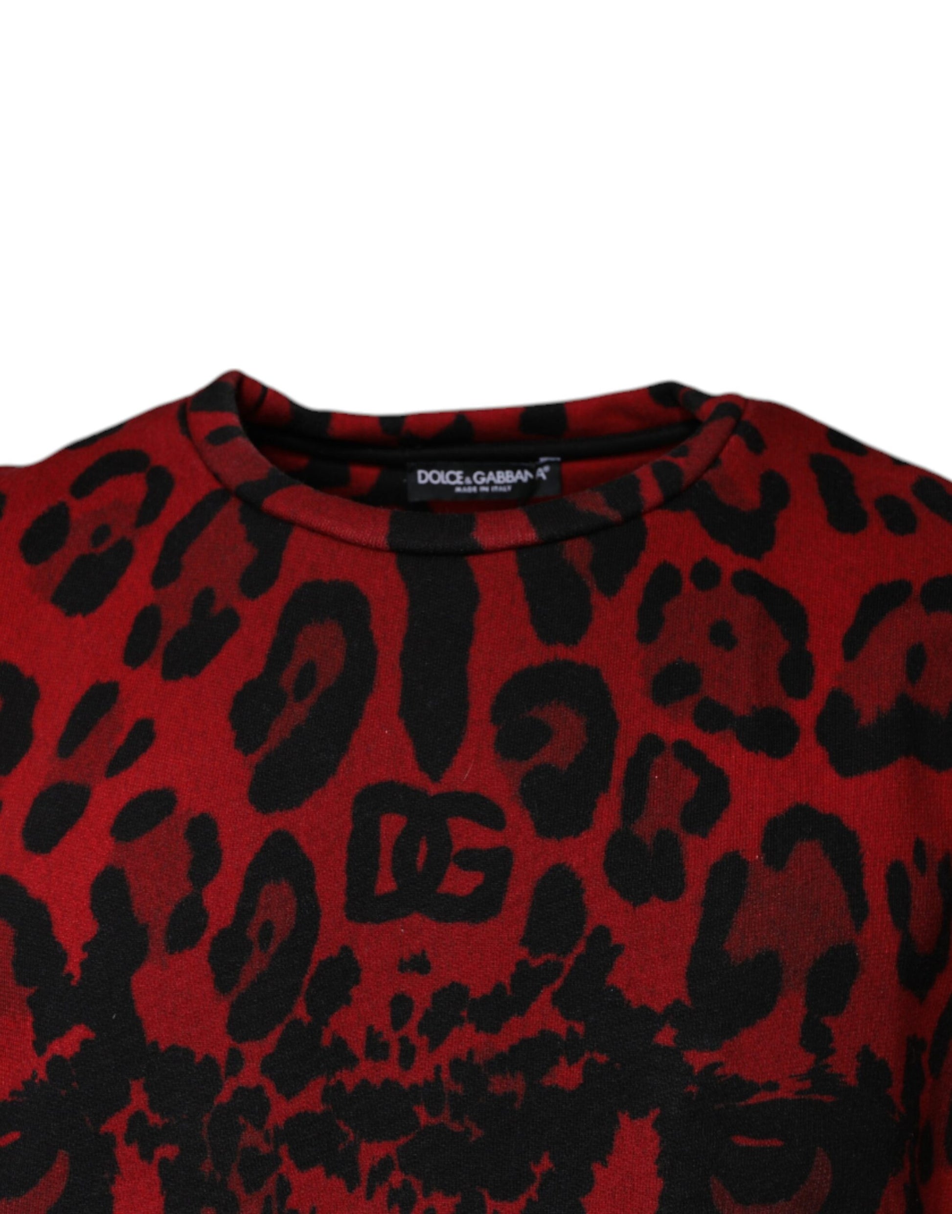 Dolce & Gabbana Red Leopard Print Cotton Sleeveless T-shirt by Dolce & Gabbana
