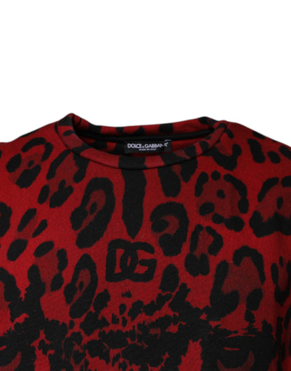 Dolce & Gabbana Red Leopard Print Cotton Sleeveless T-shirt by Dolce & Gabbana