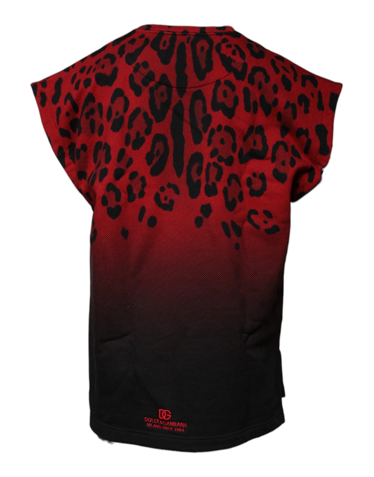 Dolce & Gabbana Red Leopard Print Cotton Sleeveless T-shirt by Dolce & Gabbana