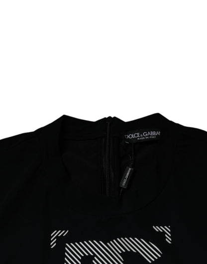 Dolce & Gabbana Black Graphic Print Nylon Crew Neck T-shirt by Dolce & Gabbana