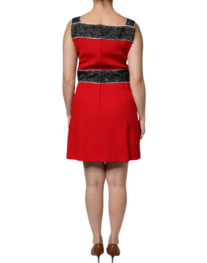 Dolce & Gabbana Red Wool Sleeveless A-line Flared Mini Dress by Dolce & Gabbana