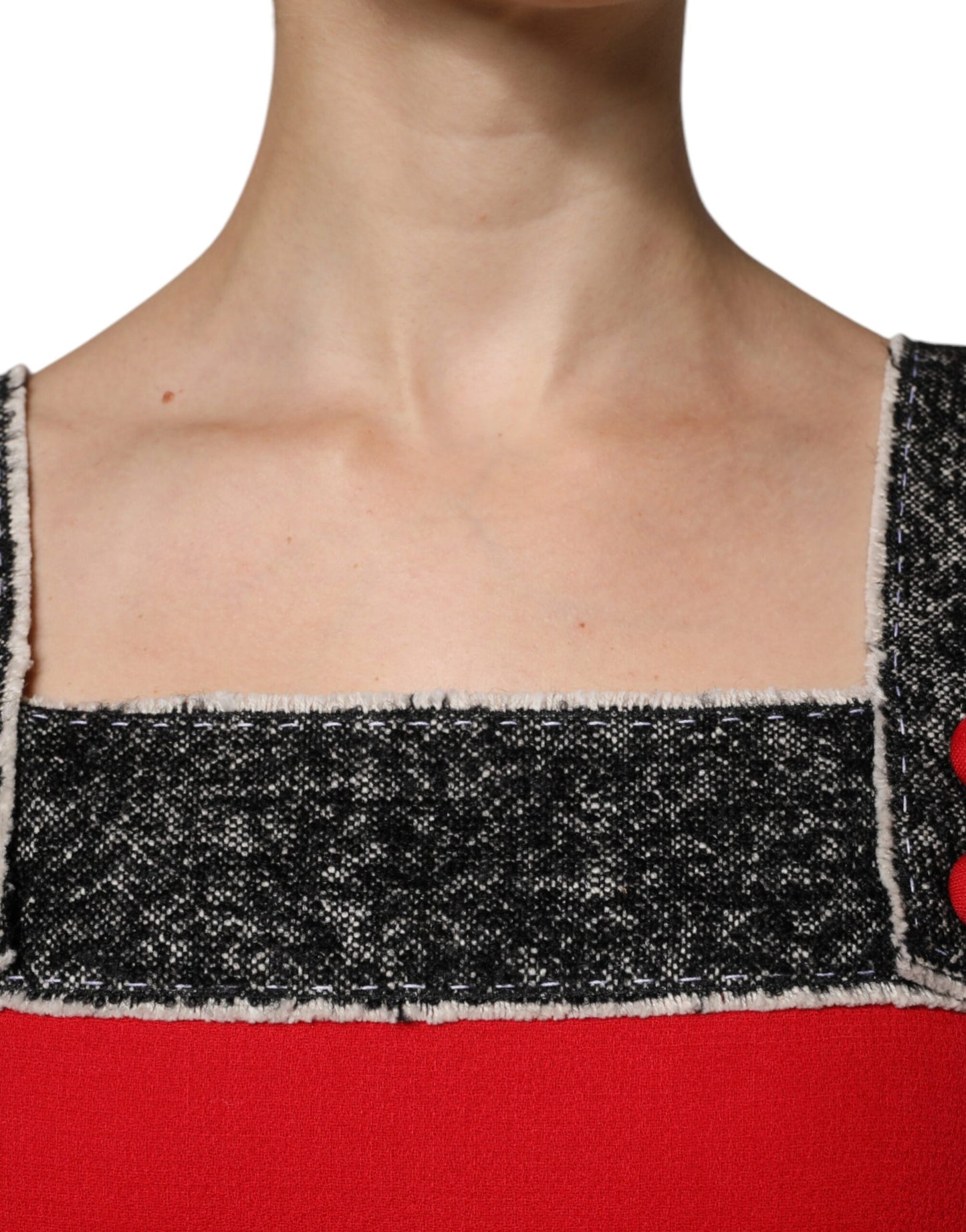 Dolce & Gabbana Red Wool Sleeveless A-line Flared Mini Dress by Dolce & Gabbana