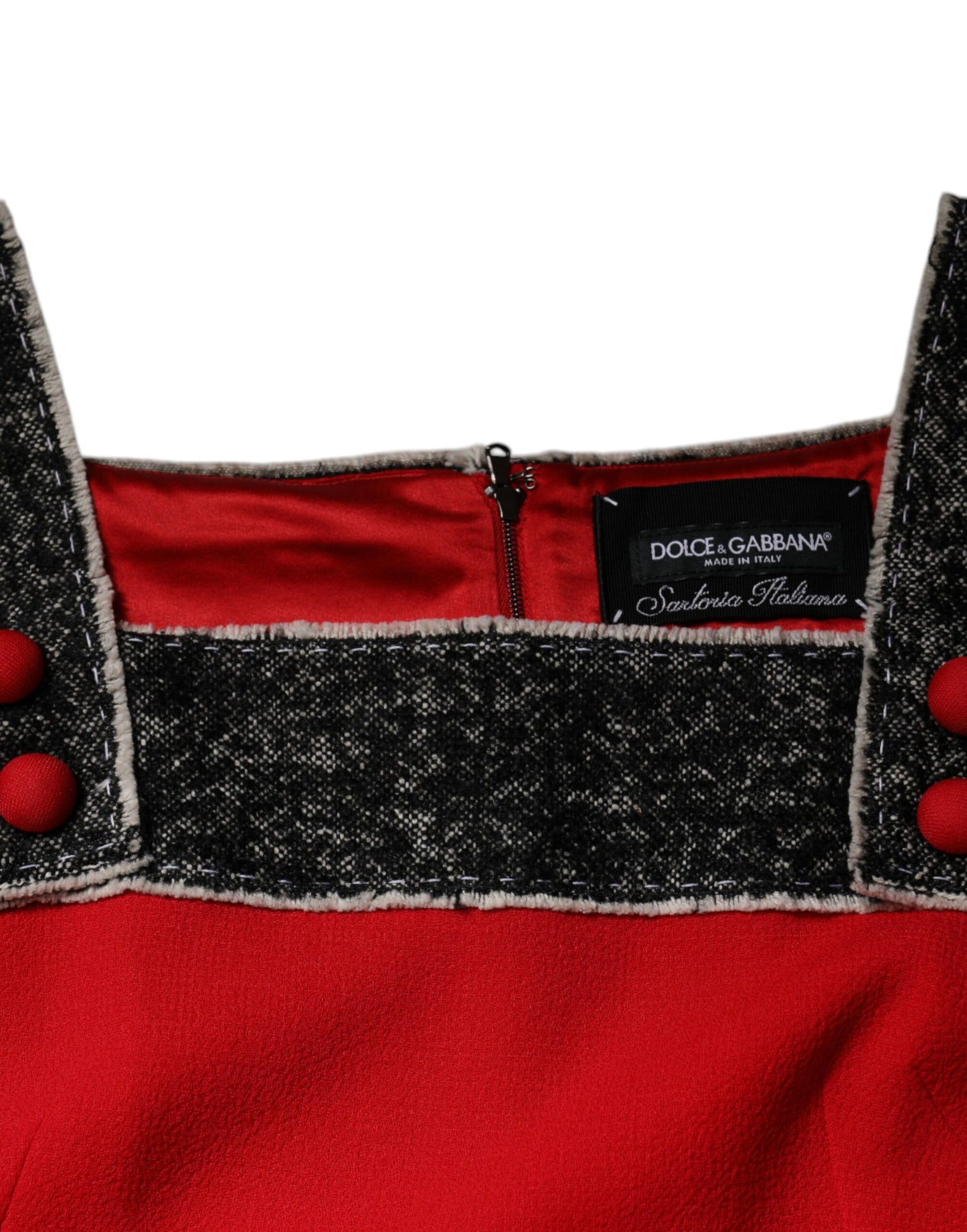 Dolce & Gabbana Red Wool Sleeveless A-line Flared Mini Dress by Dolce & Gabbana