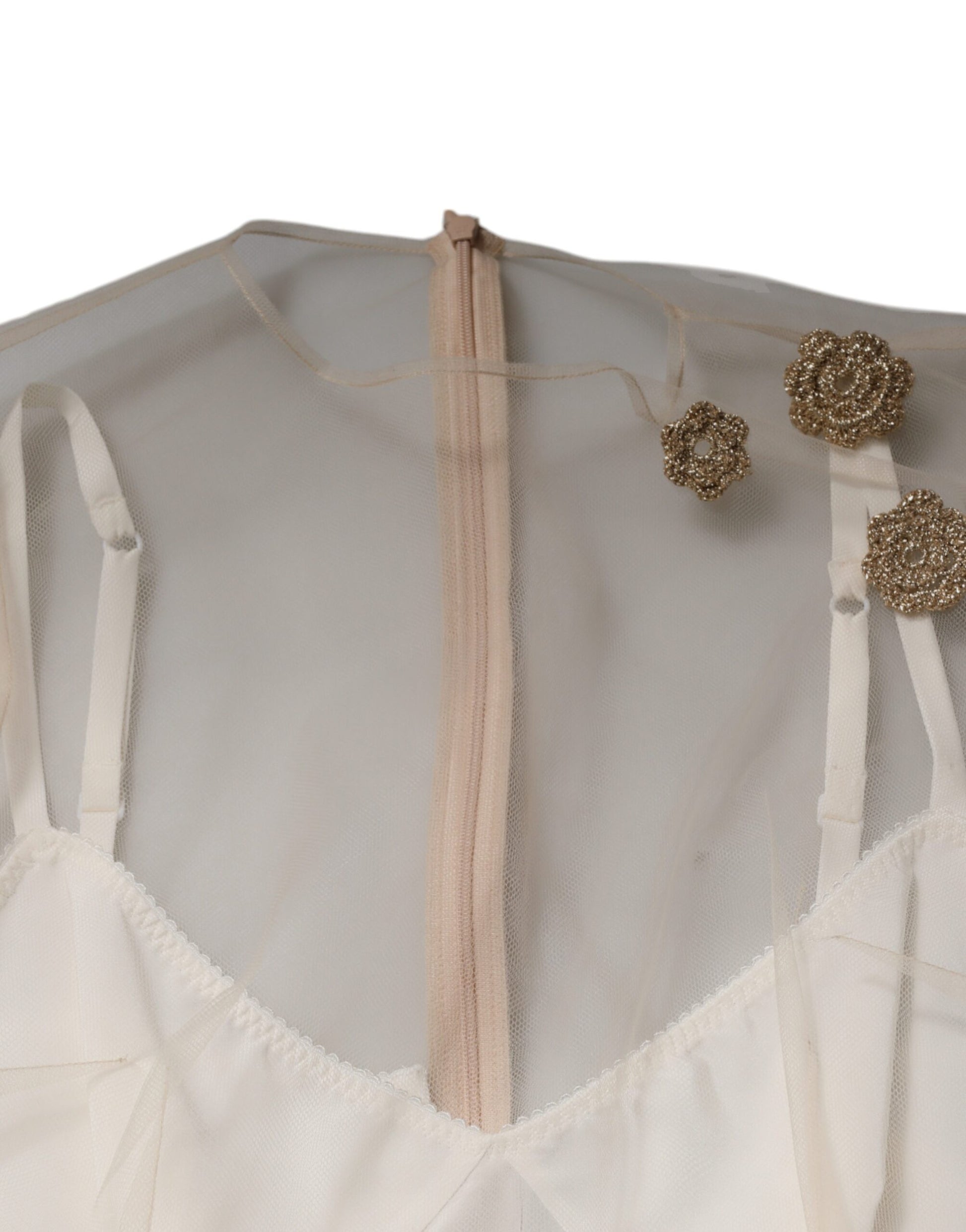Dolce & Gabbana White Sheer Tulle Bustier Bodycon Midi Dress by Dolce & Gabbana
