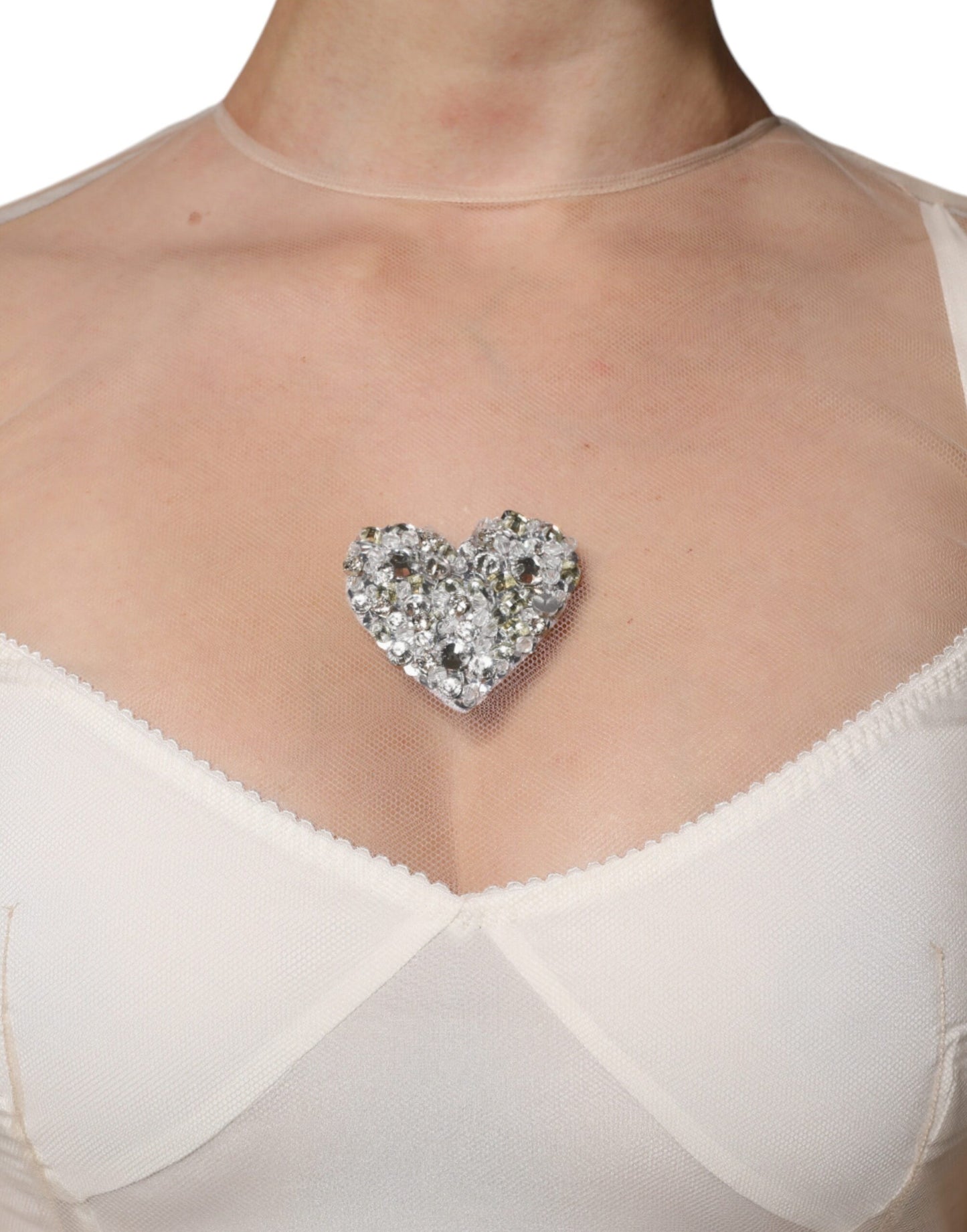 Dolce & Gabbana White Sheer Tulle Bustier Bodycon Midi Dress by Dolce & Gabbana