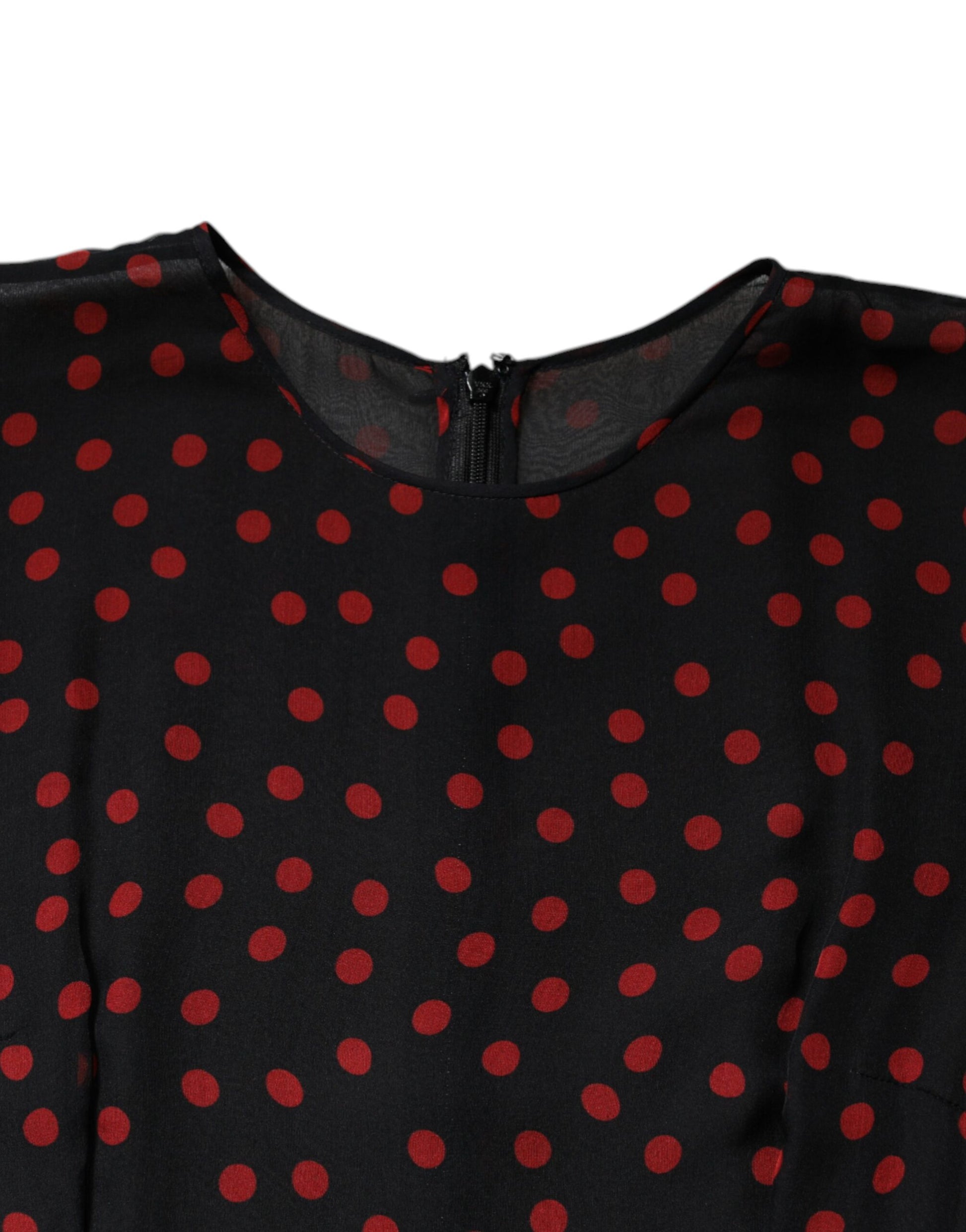 Dolce & Gabbana Black Red Polka Dot Silk Layered Midi Dress by Dolce & Gabbana