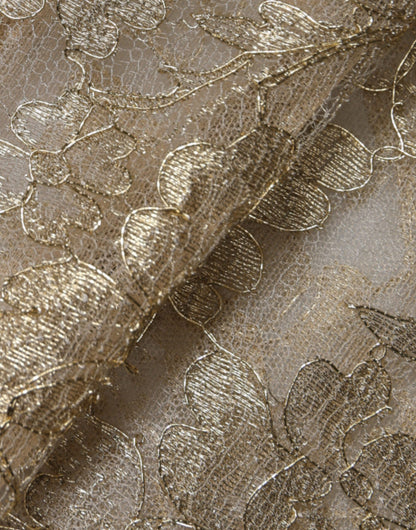 Dolce & Gabbana Gold Floral Lace A-line Sheath Mini Dress by Dolce & Gabbana