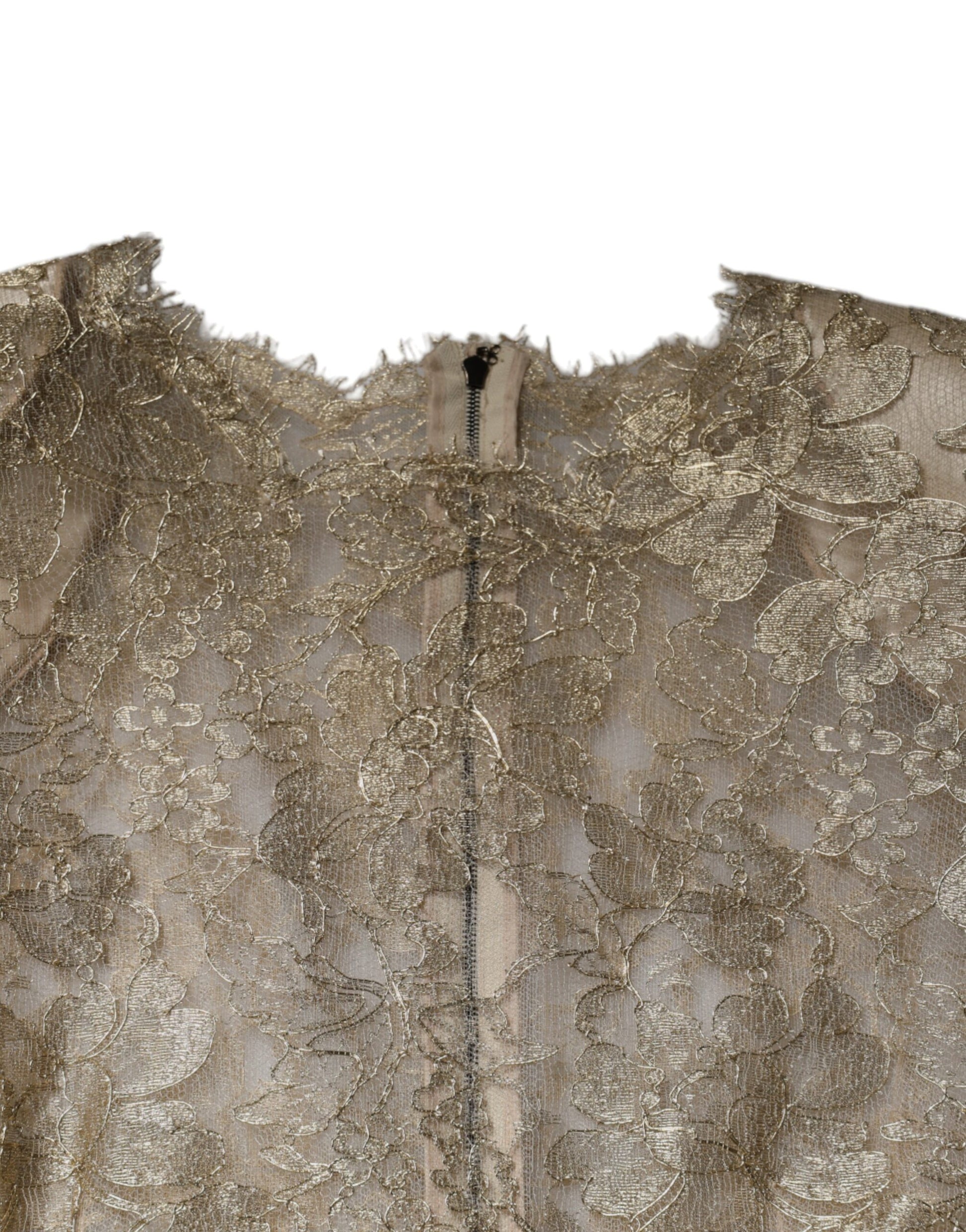 Dolce & Gabbana Gold Floral Lace A-line Sheath Mini Dress by Dolce & Gabbana
