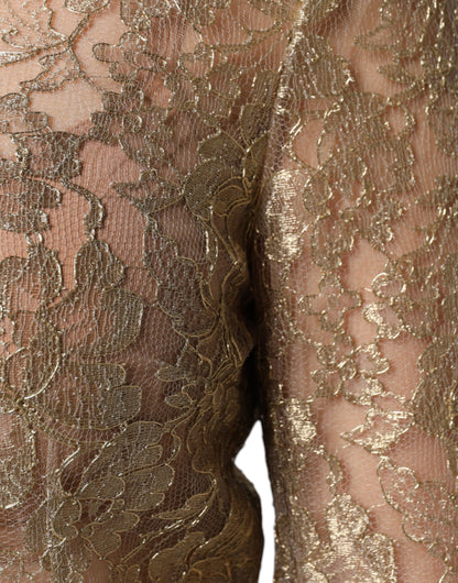 Dolce & Gabbana Gold Floral Lace A-line Sheath Mini Dress by Dolce & Gabbana