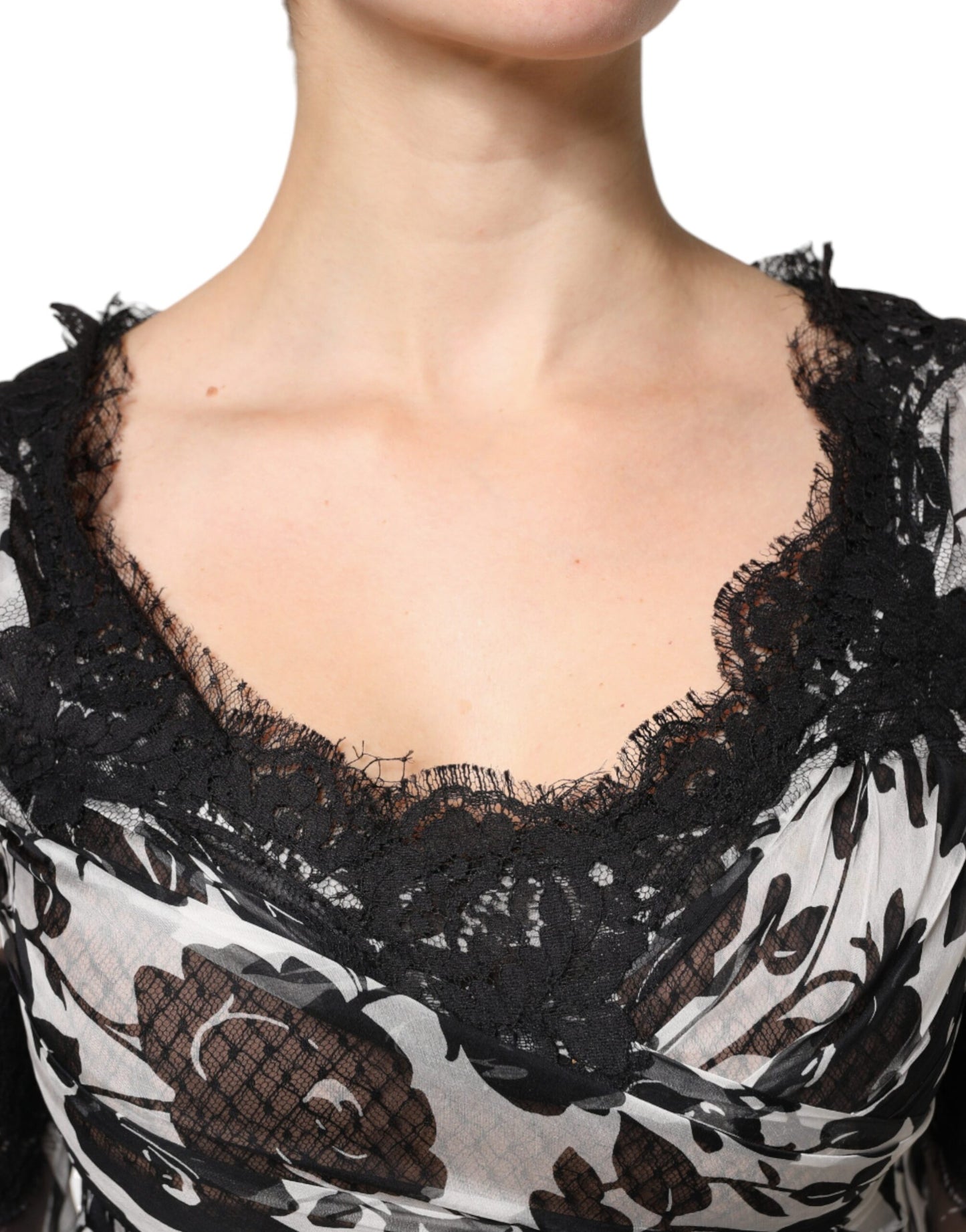 Dolce & Gabbana Black Silk Floral Lace Ricamo Ball Maxi Dress by Dolce & Gabbana