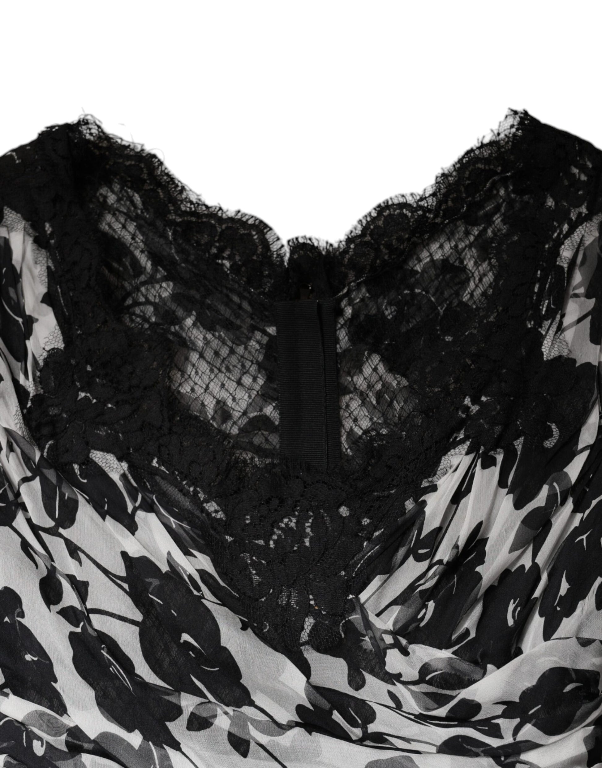 Dolce & Gabbana Black Silk Floral Lace Ricamo Ball Maxi Dress by Dolce & Gabbana