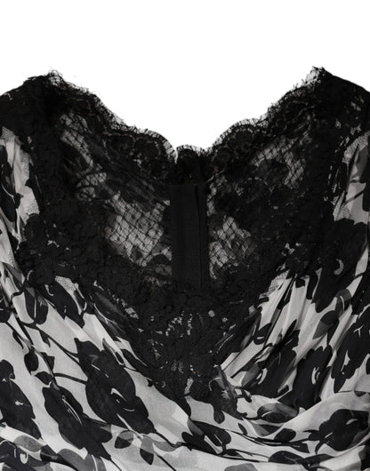 Dolce & Gabbana Black Silk Floral Lace Ricamo Ball Maxi Dress by Dolce & Gabbana