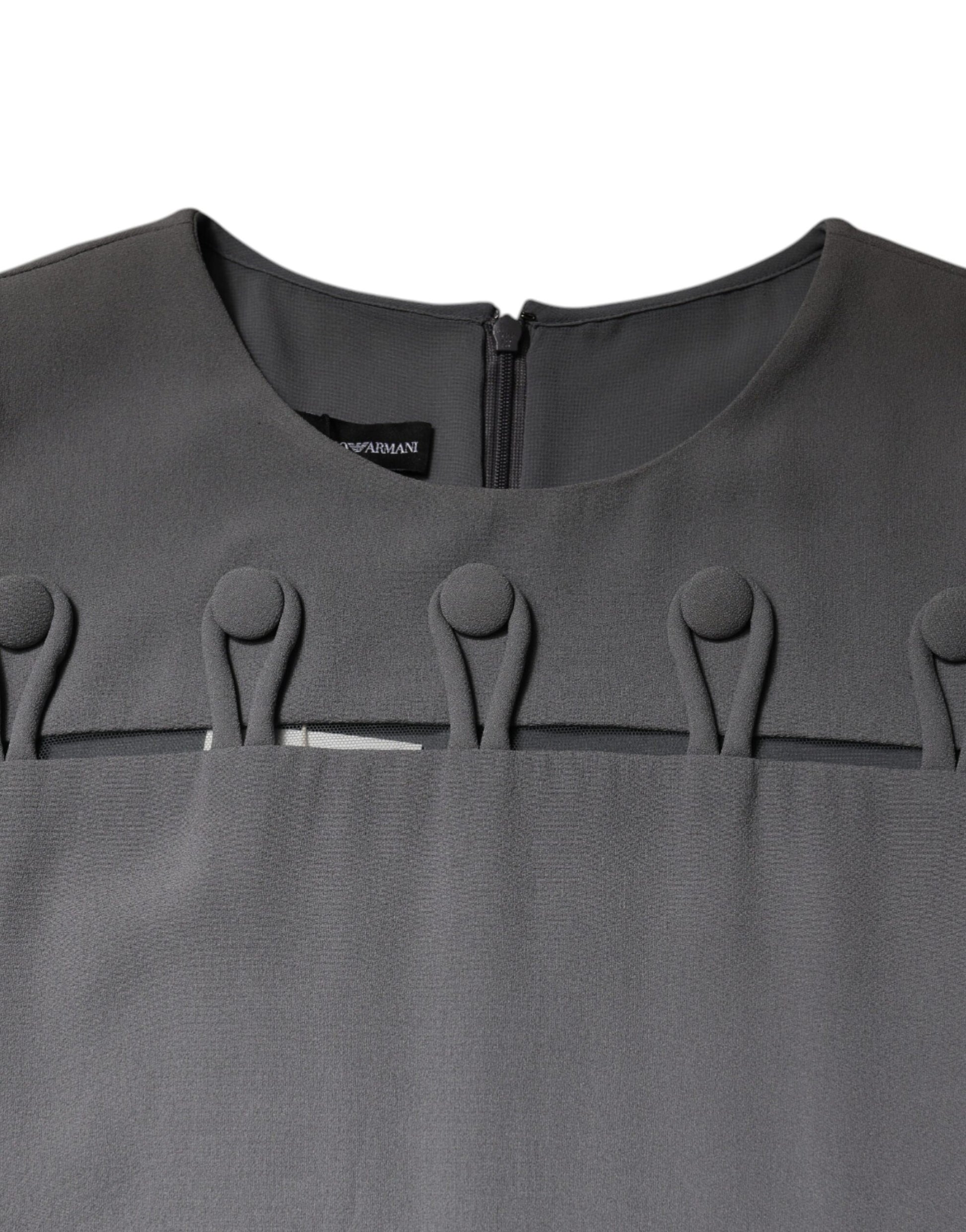 Emporio Armani Gray Round Neck Sleeveless A-line Mini Dress by Emporio Armani