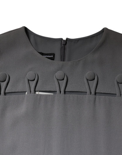 Emporio Armani Gray Round Neck Sleeveless A-line Mini Dress by Emporio Armani