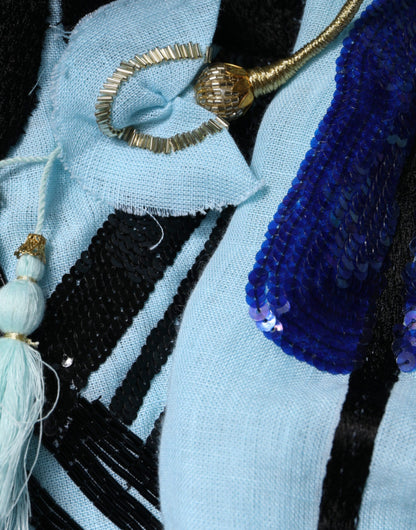 Christian Pellizzari Light Blue Floral Embellished Shirt Maxi Dress by Christian Pellizzari
