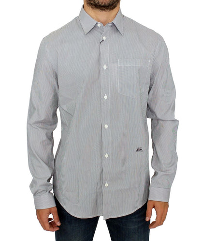 GF Ferre Gray Striped Cotton Casual Shirt by GF Ferre