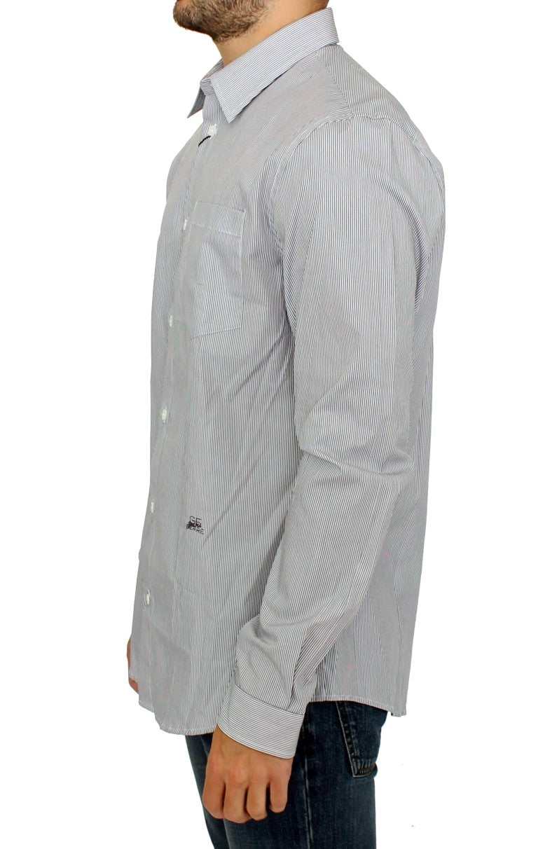 GF Ferre Gray Striped Cotton Casual Shirt by GF Ferre