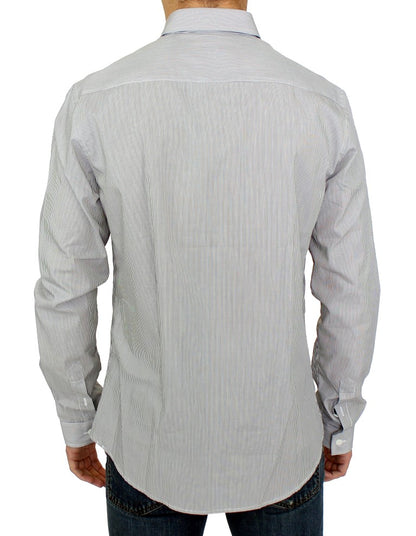 GF Ferre Gray Striped Cotton Casual Shirt by GF Ferre
