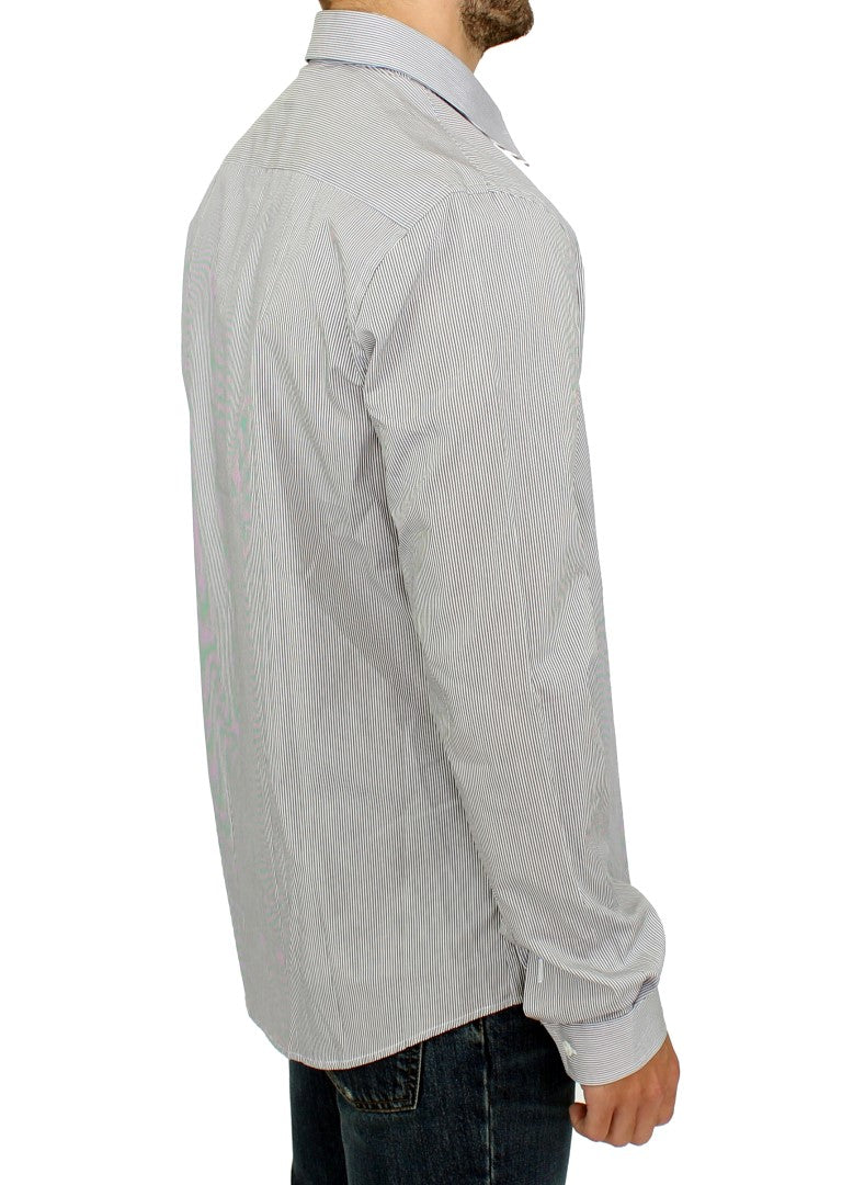 GF Ferre Gray Striped Cotton Casual Shirt by GF Ferre