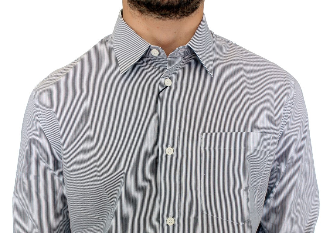 GF Ferre Gray Striped Cotton Casual Shirt by GF Ferre