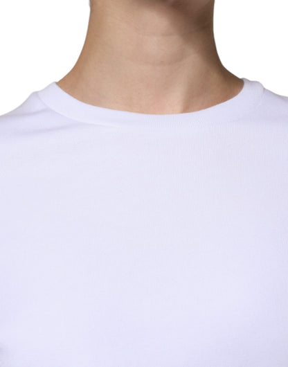 MSGM White Cotton Belted Long Sleeves Crew Neck Mini Dress by MSGM