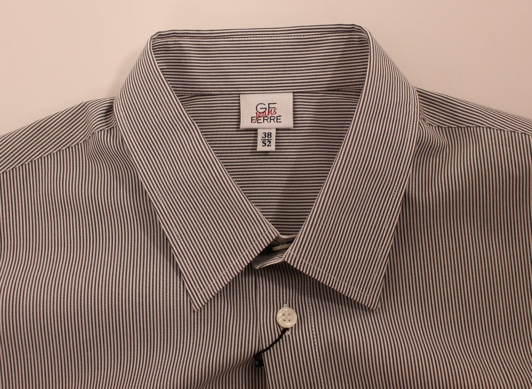 GF Ferre Gray Striped Cotton Casual Shirt by GF Ferre