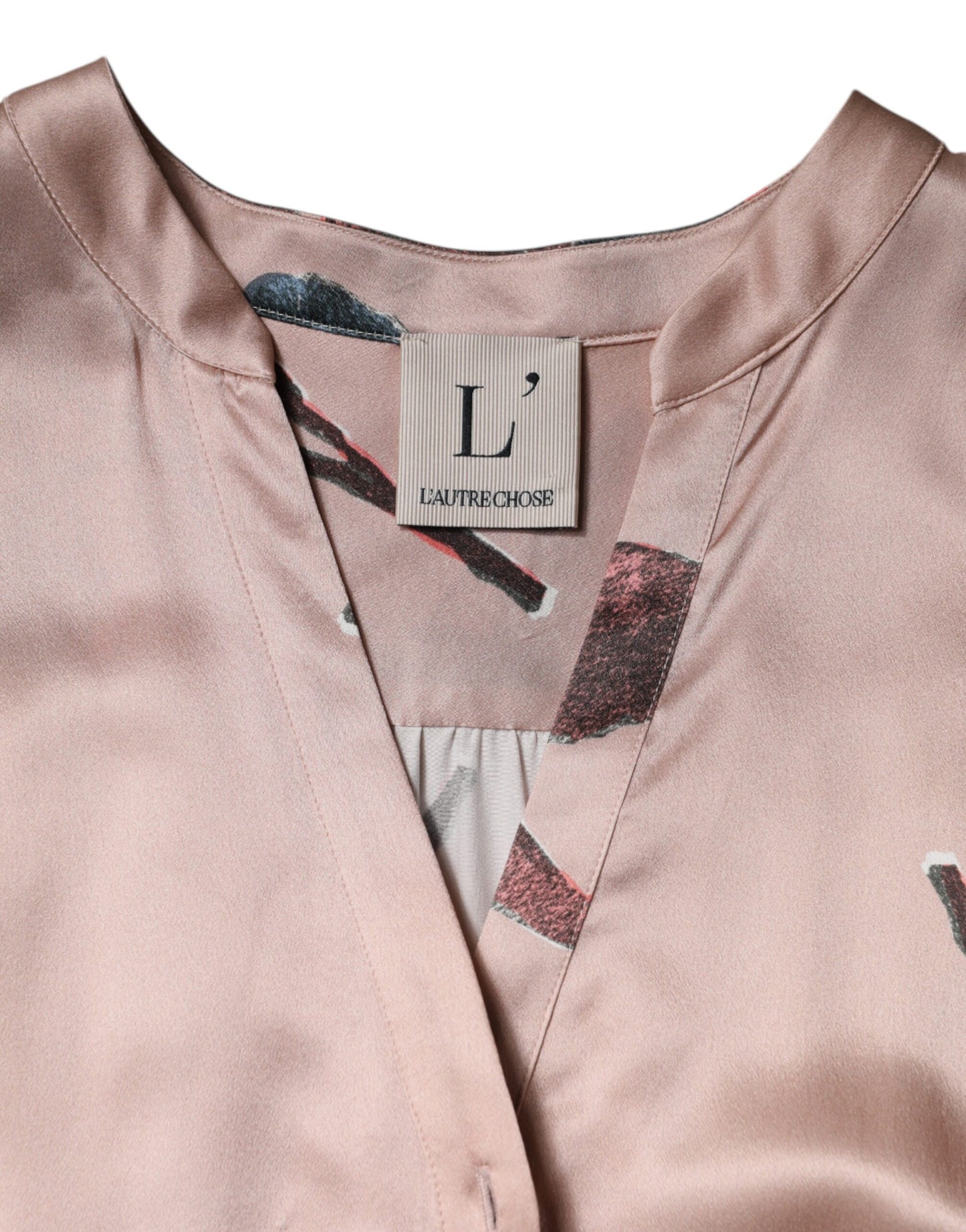 L'Autre Chose Pink Satin Floral Long Sleeves A-line Midi Dress by L'Autre Chose