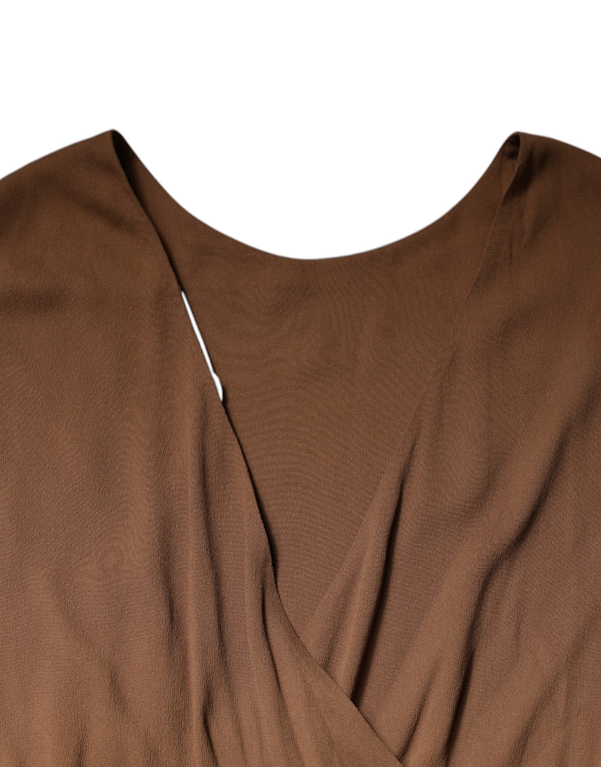 Fabiana Filippi Brown Sleeveless Deep V-neck A-line Long Maxi Dress by Fabiana Filippi