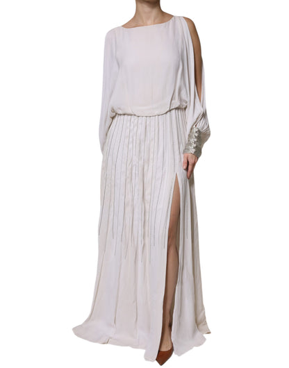 Christian Pellizzari Off White Embellished Long Maxi Dress by Christian Pellizzari