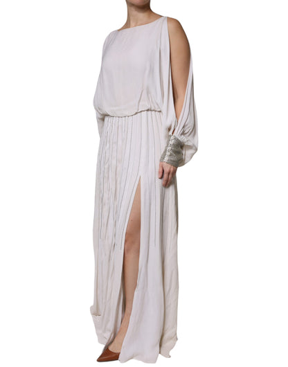 Christian Pellizzari Off White Embellished Long Maxi Dress by Christian Pellizzari