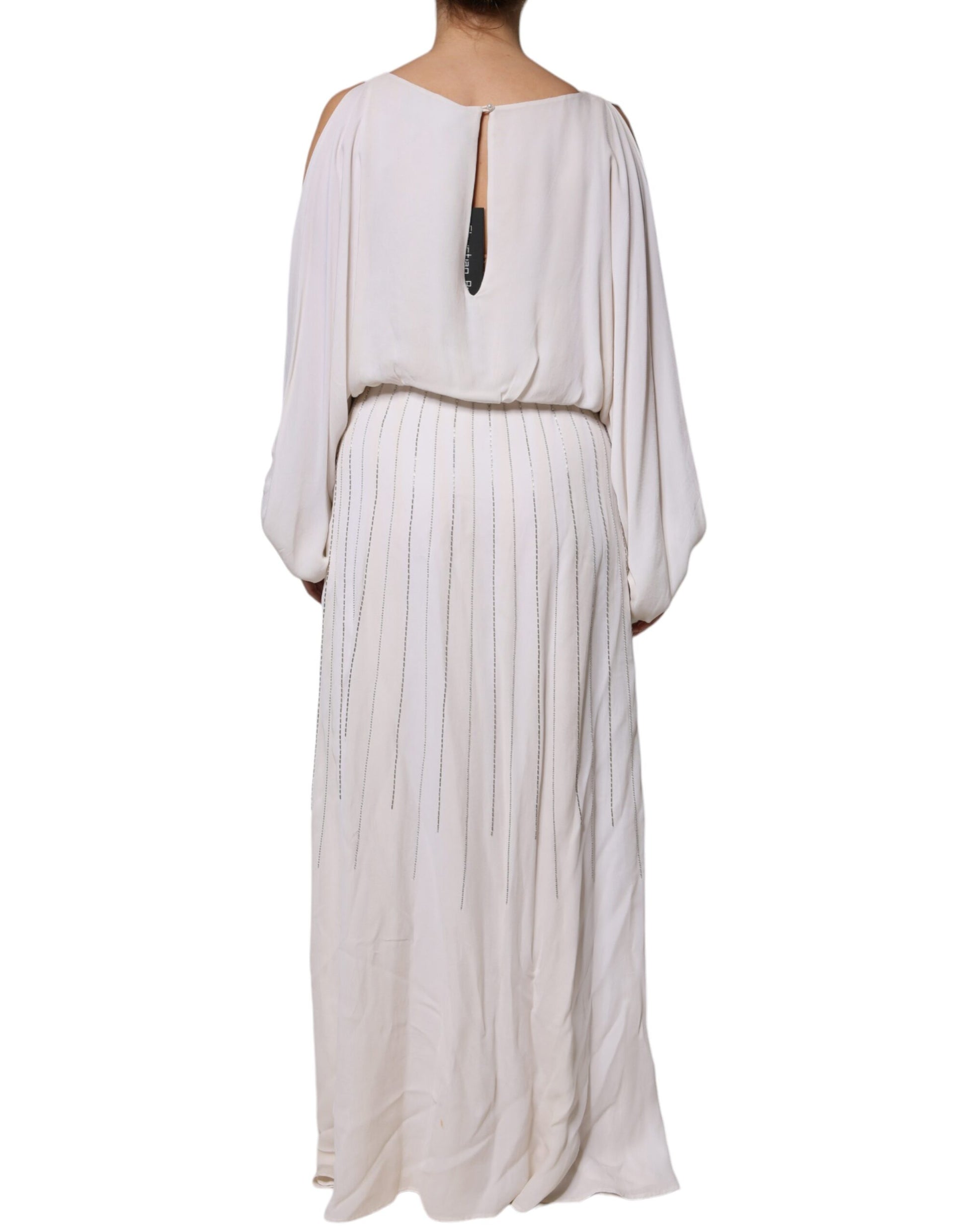 Christian Pellizzari Off White Embellished Long Maxi Dress by Christian Pellizzari