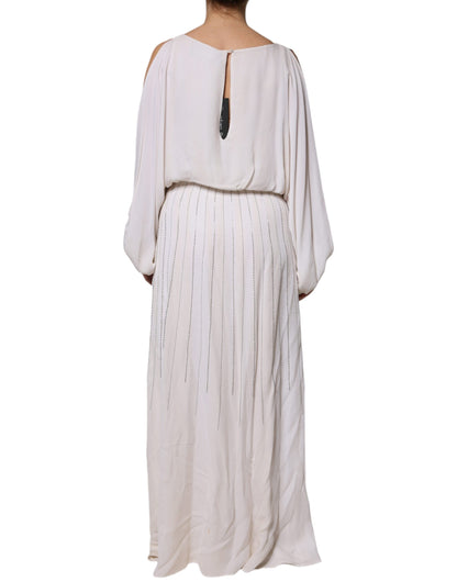 Christian Pellizzari Off White Embellished Long Maxi Dress by Christian Pellizzari