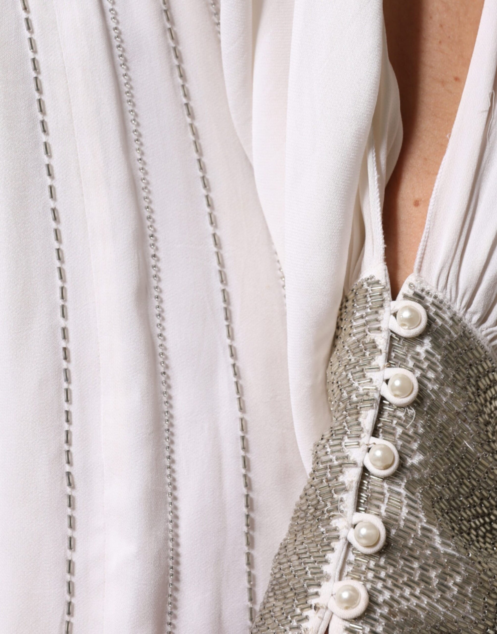 Christian Pellizzari Off White Embellished Long Maxi Dress by Christian Pellizzari