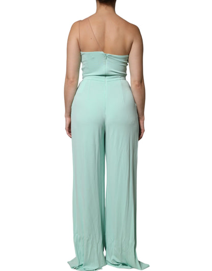 Elisabetta Franchi Mint Green One Shoulder Long Jumpsuit Dress by Elisabetta Franchi