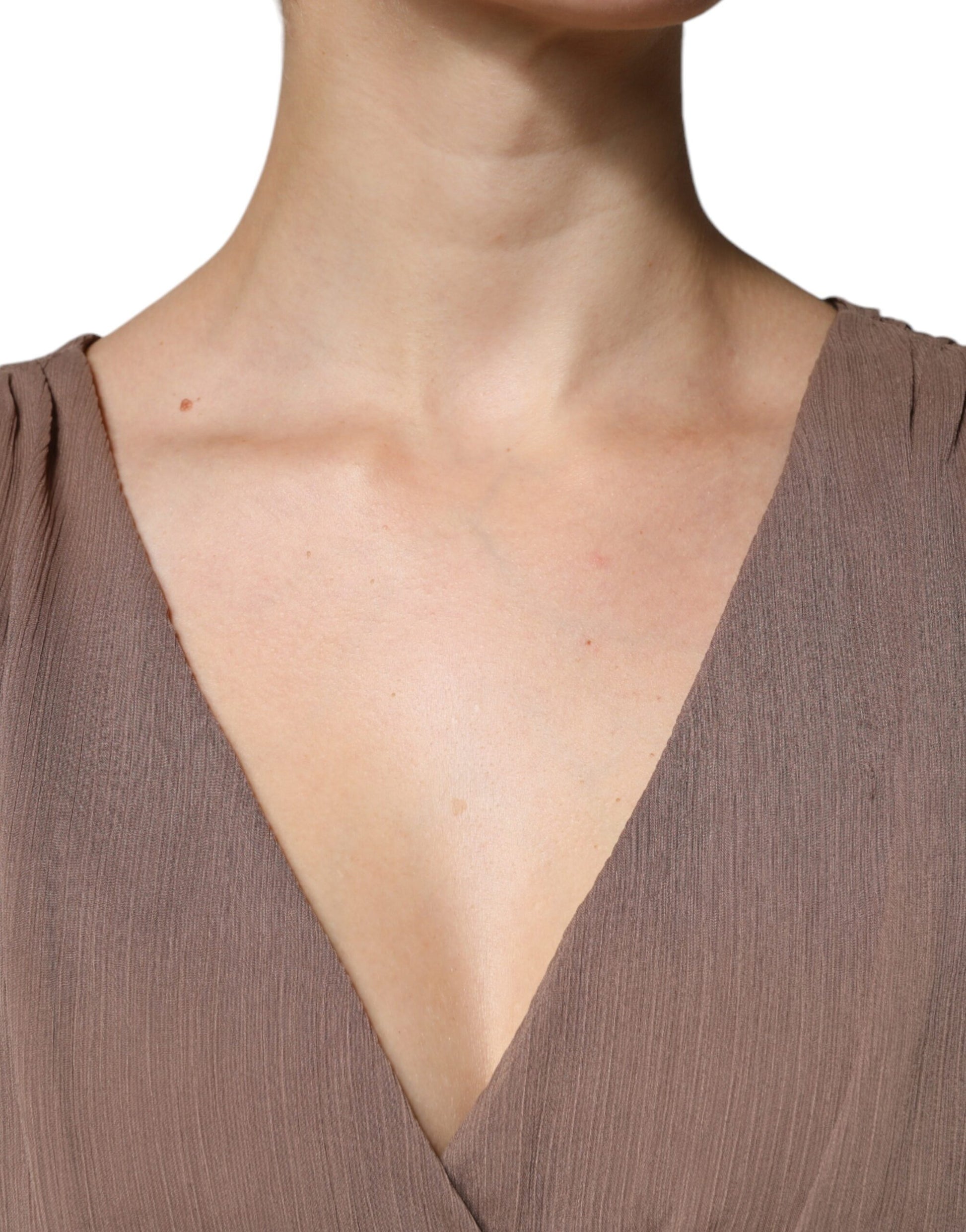 Peserico Brown Sleeveless Deep V-neck A-line Long Maxi Dress by Peserico