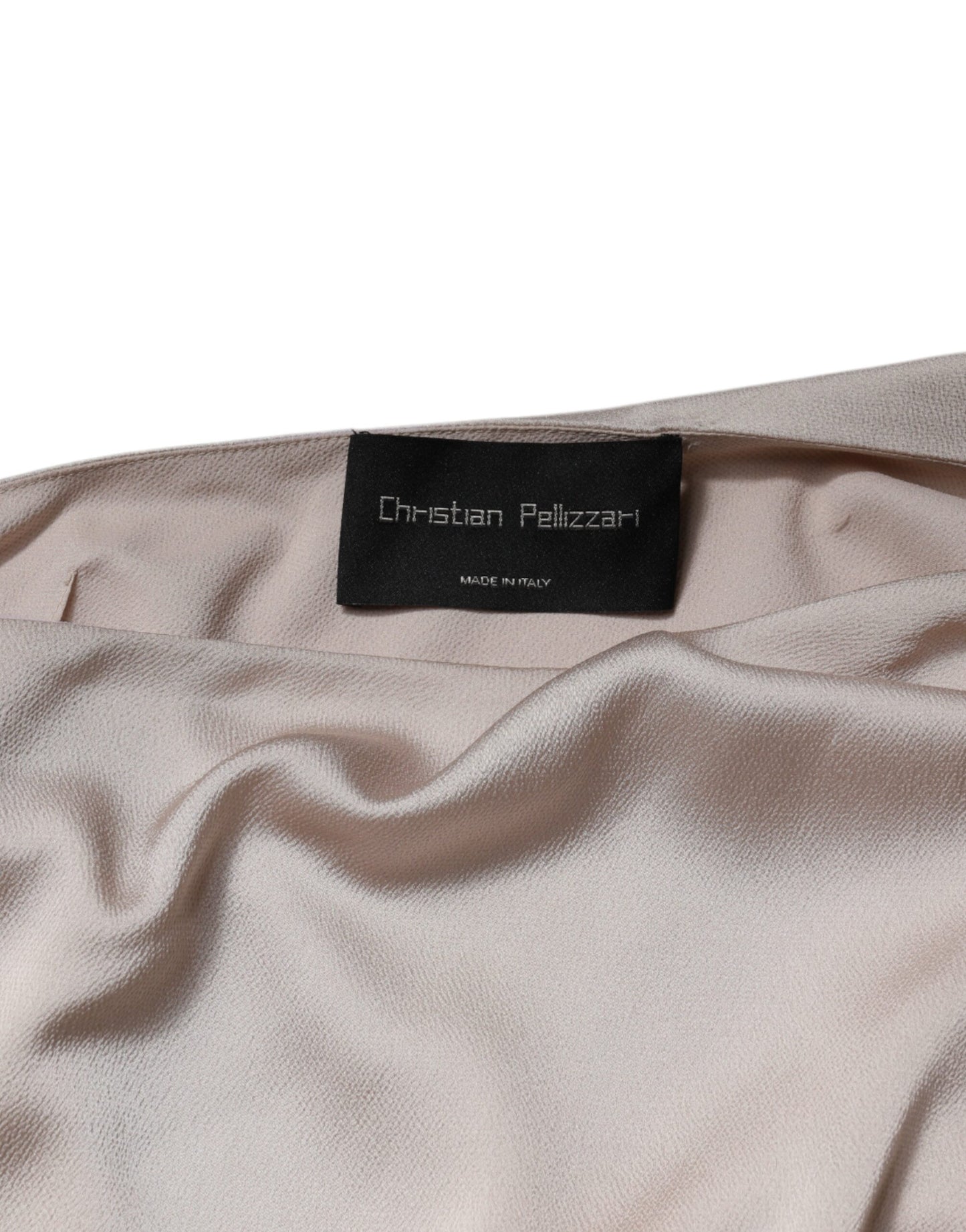 Christian Pellizzari Beige One Shoulder Asymmetric Drape Dress by Christian Pellizzari