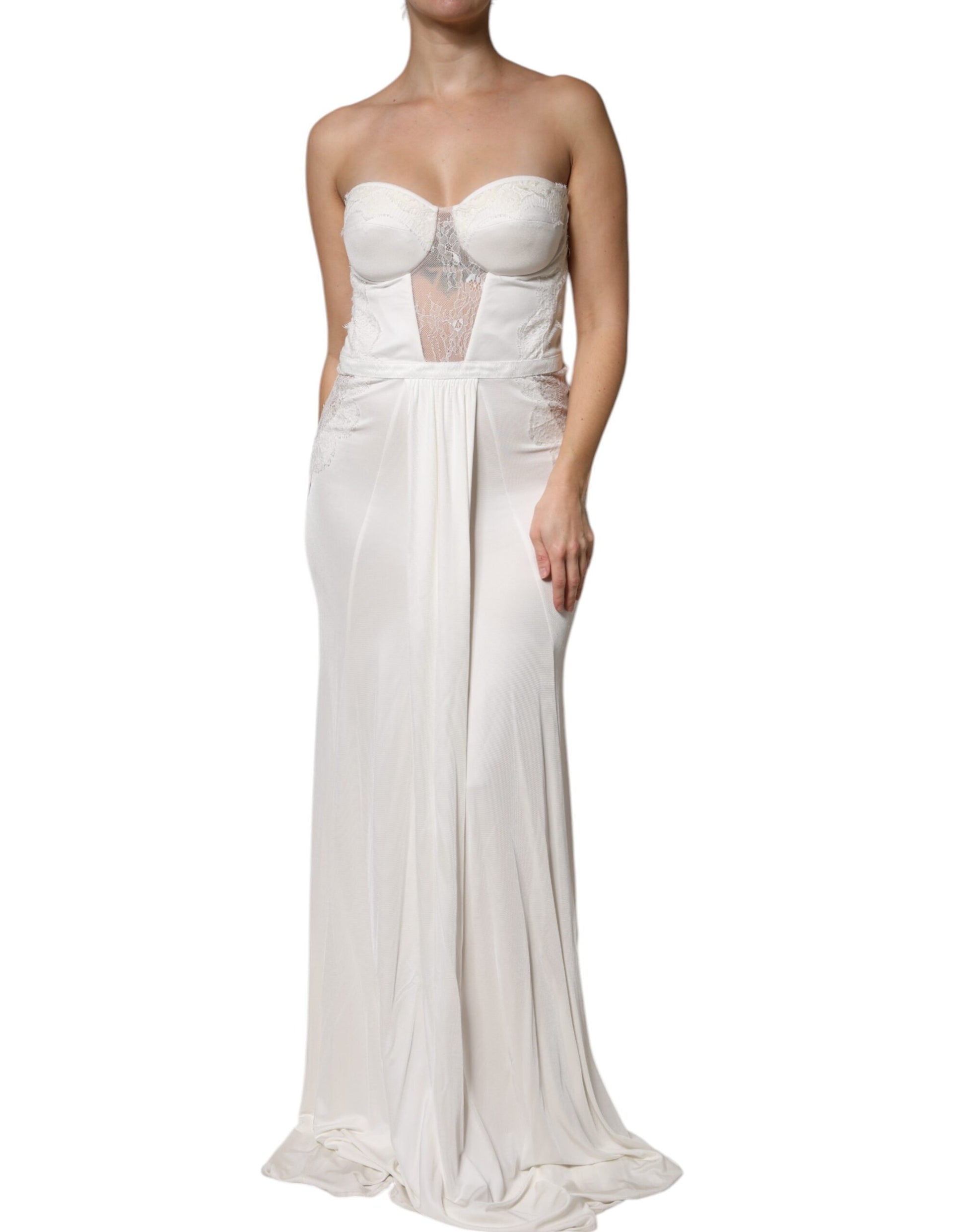 Elisabetta Franchi White Strapless Bustier Mermaid Gown Dress by Elisabetta Franchi