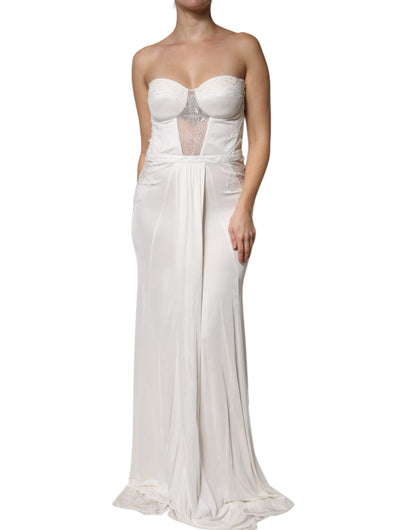 Elisabetta Franchi White Strapless Bustier Mermaid Gown Dress by Elisabetta Franchi