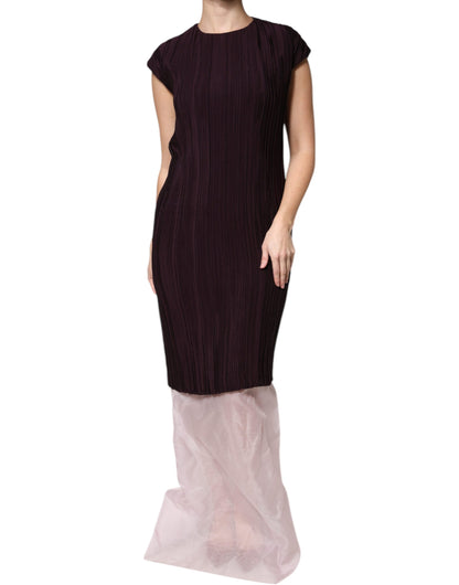 Barbara Casasola Brown Silk Short Sleeves Sheath Maxi Dress by Barbara Casasola