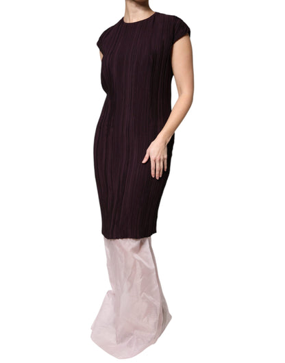 Barbara Casasola Brown Silk Short Sleeves Sheath Maxi Dress by Barbara Casasola