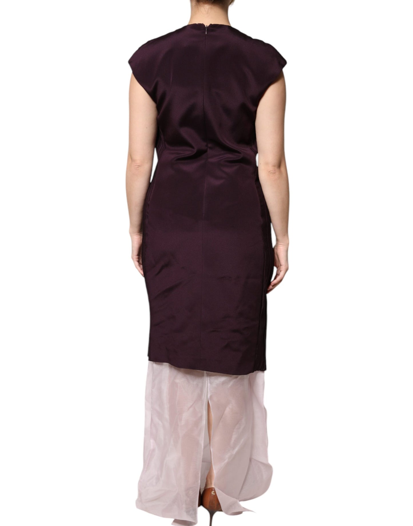 Barbara Casasola Brown Silk Short Sleeves Sheath Maxi Dress by Barbara Casasola
